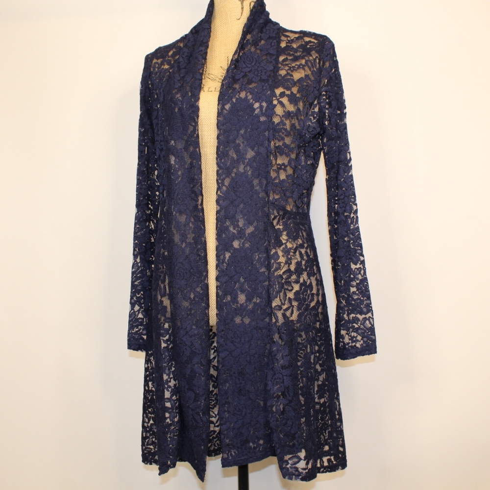 XJF.MC Women's Blue Lace Cardigan